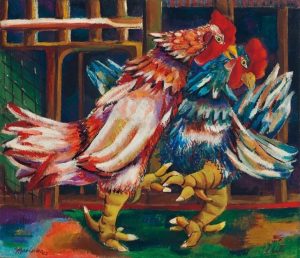Mariano Rodríguez, Pelea de gallos, 1942. Cortesía de Christie’s.